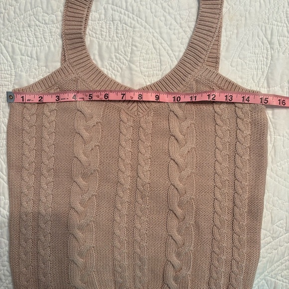 Women's Beige Cable Knit Tank Top - Picture 5 of 7